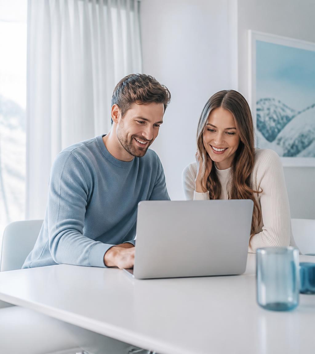 Un couple compare ses offres d'assurance maladie sur un ordinateur portable
