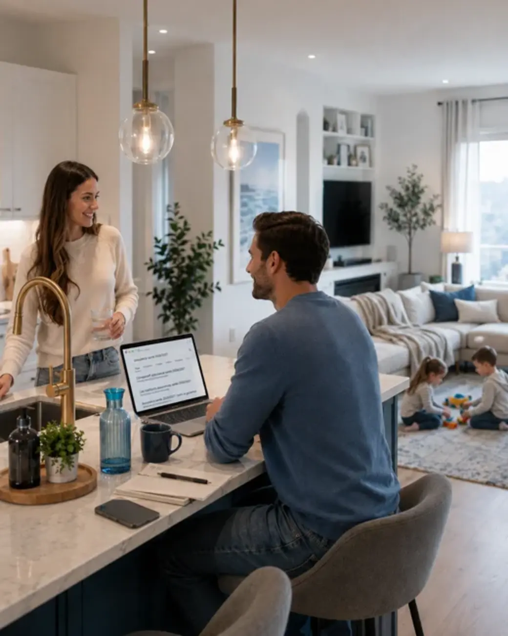 Une famille utilise MaComparaison.ch pour comparer ses assurances maladie